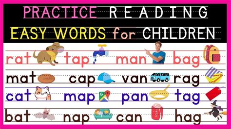 practice reading easy words  children phonics beginners