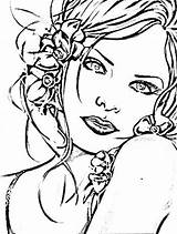 Coloring Pages Adult Printable Burlesque Template Face Book Faces Drawings African American Adults Girl Digi Stamps Woman sketch template