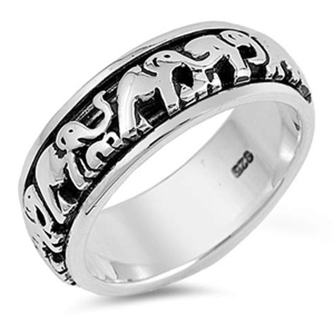 Sac Silver Elephant Spinner Eternity Wedding Ring