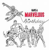 Birthday Super Hero Marvel Cards Marvelous Happy Superhero Card Spiderman Hulk Party Etsy Comic sketch template