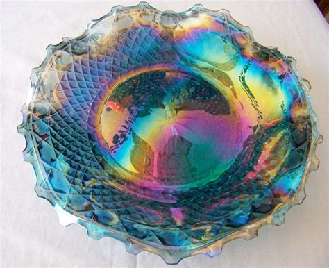 Vintage Rainbow Carnival Glass Serving Plate By Cynthiasattic