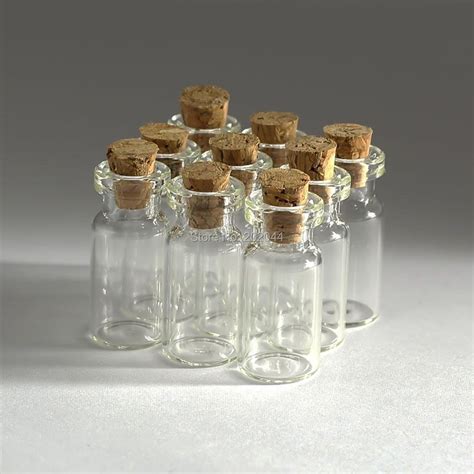pcs ml mm   small glass bottles vials jars  cork