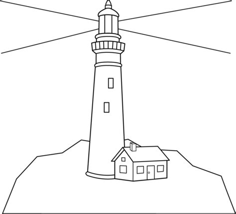 colorable lighthouse scene  clip art