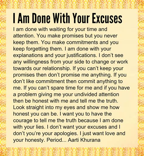 Awesome Quotes I Am Done With Your Excuses