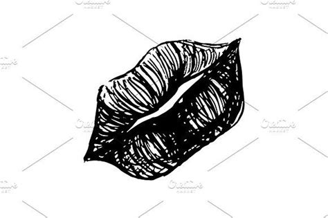 monochrome lips sketched art vector lips sketch drawings  black