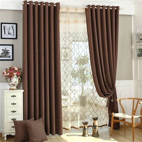 solid brown curtains grommet top drapes  bedroom set   panels