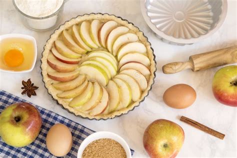 apple pie preparation stock photo image  kitchen