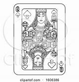 Queen Spades Playing Card Illustration Royalty Clipart Atstockillustration Vector sketch template