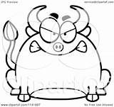 Bull Mad Chubby Clipart Cartoon Outlined Coloring Vector Thoman Cory Royalty sketch template