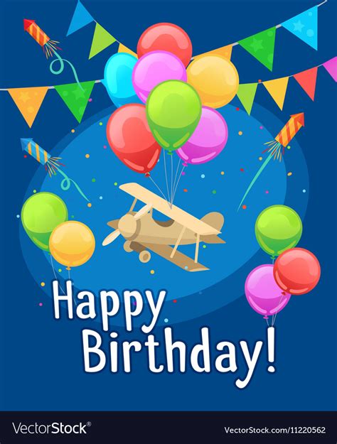 children happy birthday card  balloons vector image