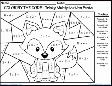 grade multiplication color  number  printable  coloring