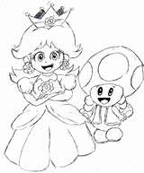 Toadette Toad Daisy Peach Coloringhome Themorning Bowser sketch template