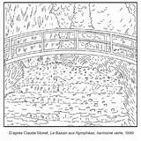 Monet Lilies Sheets Coloriage Nymphéas Bassin Aux sketch template
