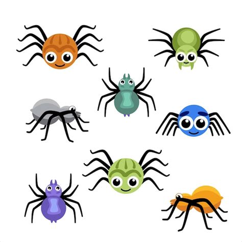 premium vector set  spiders colorful spiders clip art flat cartoon