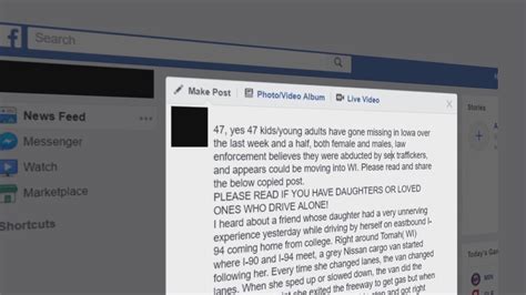 verify facebook posts spreading sex trafficking fears in midwest