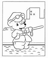 Bear Coloring Teddy Policeman Sheets Traffic Popular sketch template