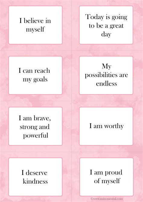 daily affirmations printable