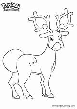Pokemon Stantler Coloring Pages Printable Kids sketch template
