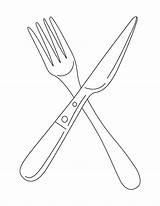 Coloring Knife Fork Drawing Spoon Clipart Cliparts Line Pages Drawings Kids Kitchen Library Getdrawings Favorites Add sketch template