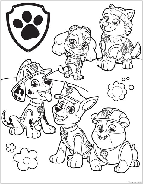 dibujos  colorear de paw patrol patrulla de cachorros dibujos