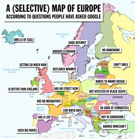 a selective map of europe according to questions people