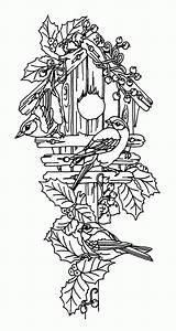 Coloring Bird Pages House Birdhouse Guarding Couple Their Colouring Printable Print Adult Vine Color Pyrography Sheets Using Patterns Kids Template sketch template