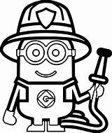 Coloring Fireman Minion Firefighter Minions Pages Fire Sam Printable Clipart Color Fighter Sheets Hat Print Book Helmet Kids Firemen Wecoloringpage sketch template