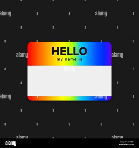 Gradient Sticker With Phrase Hello My Name Is Introduction Card On