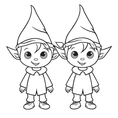 elves coloring pages outline sketch drawing vector elfs drawing
