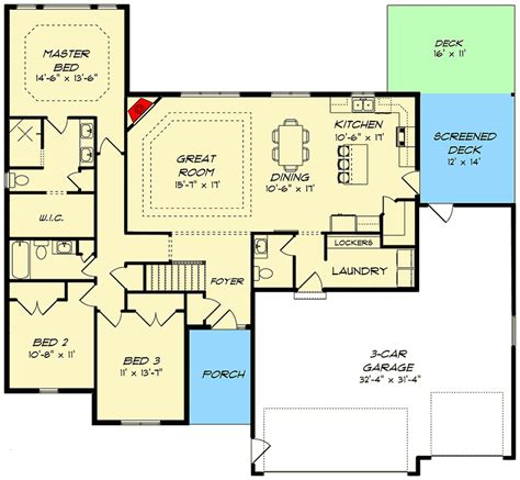 plan gp split bedroom ranch home plan  optional  level open concept floor plans