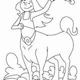 Centaur Coloring Half Horse Man Sharp Spear Lady Creature sketch template