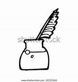 Quill Inkwell Drawing Ink Cartoon Shutterstock Stock Vector sketch template