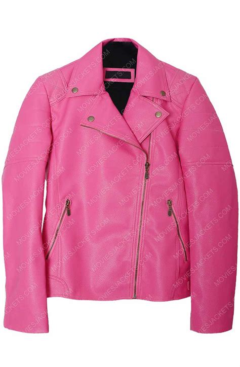 women s asymmetrical zipper hot pink leather jacket
