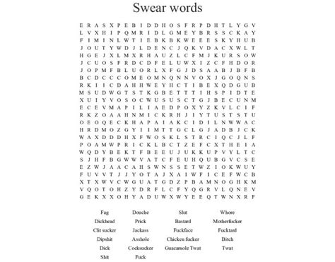 Swear Words Word Search Wordmint Word Search Printable