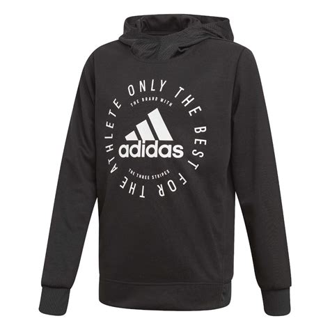 adidas sport id hoody trui junior black white sweatshirt kapuzenpullover schwarzer hoodie