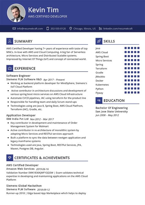 aws certified developer resume sample   resumekraft