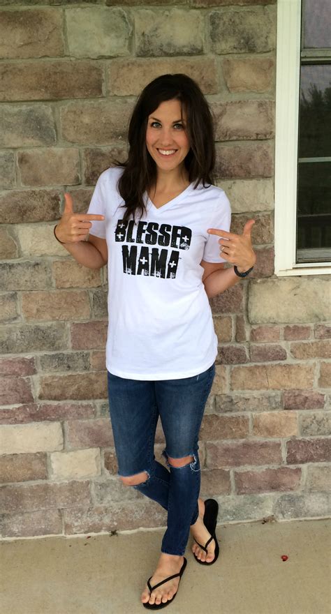 What I Wore Real Mom Style Blessed Mama V Neck Tee