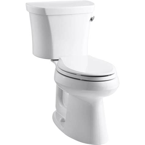 kohler highline white watersense elongated comfort height  piece toilet   rough  size