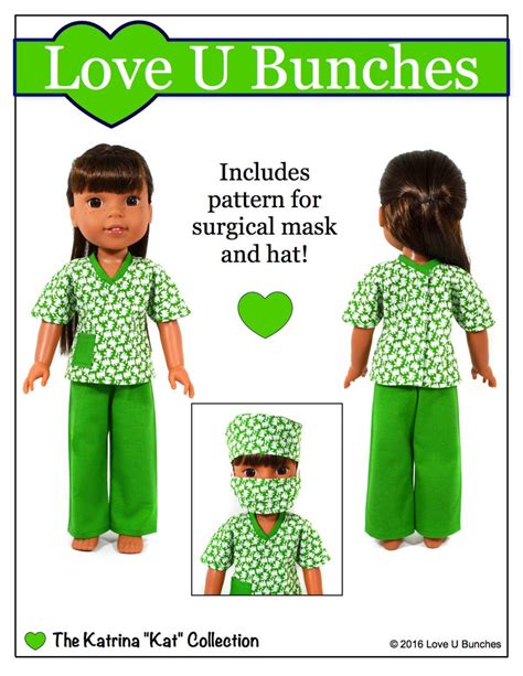pixie faire love u bunches scrubs doll clothes pattern etsy