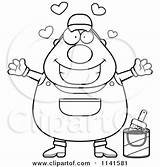 House Worker Painter Loving Male Clipart Cartoon Cory Thoman Outlined Coloring Vector 2021 sketch template