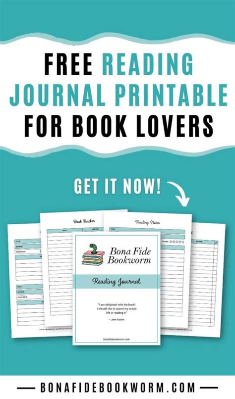 perfect  printable reading journal  bookworms bona fide