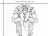Mask Tutankhamun Pages Drawing Coloring Printable Pharaoh Line Egyptian Masks Costume Paper Paintingvalley sketch template
