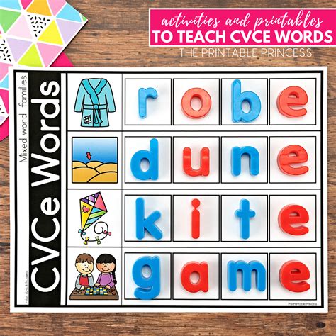 cvce words bundle activities games  centers  printable princess
