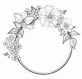 Flower Border Drawing Wreath Coloring Pages Rose Floral Flowers Borders Drawings Color Outline Silhouette Draw Embroidery Colouring Fiori Patterns Hand sketch template