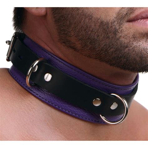 strict leather deluxe locking collar purple and black happy her