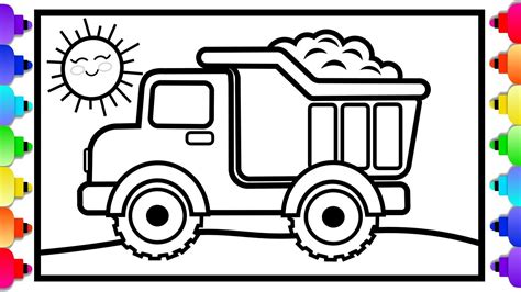 toy dump truck coloring  drawing  kids dump truck coloring page youtube