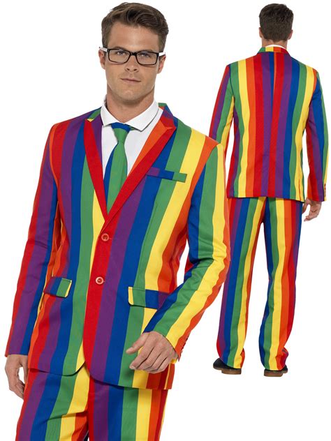 mens rainbow stand  suit adults   gay pride fancy dress