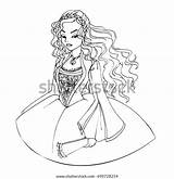 Rococo Dress Cartoon Vector Cute Girl Coloring Drawn Adults Artwork Illustration Hand Book Kids sketch template