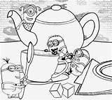 Coloring Pages Minion Printable Minions Kids Tea Teapot Colouring Rush Drawing Print Decorative Activities Time House Banana Cartoon Color Vector sketch template