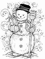 Coloring Pages Snowman Christmas Adult Stamps Mounted Rubber Wood Northwoods Emily Colouring sketch template